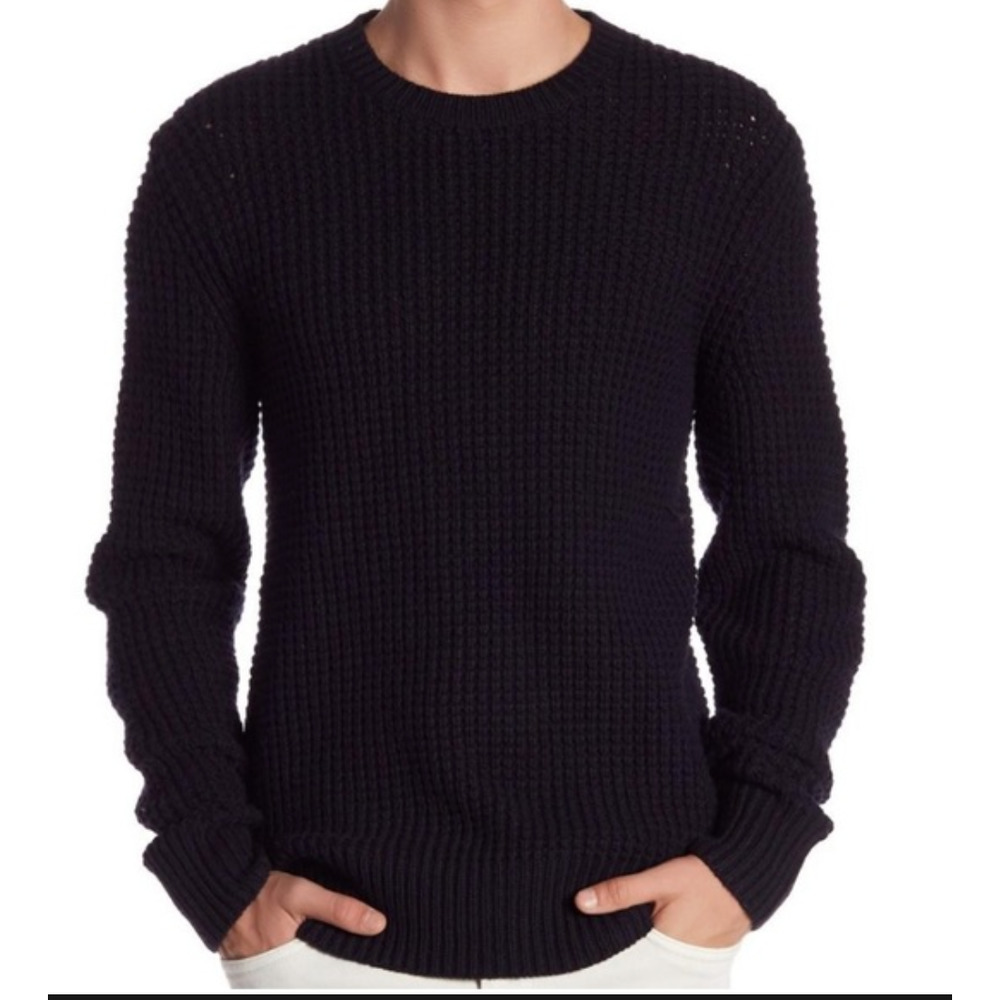 AllSaints Tornn Crewneck Sweater Mens XS Charcoal Gray Waffle Thermal All Saints